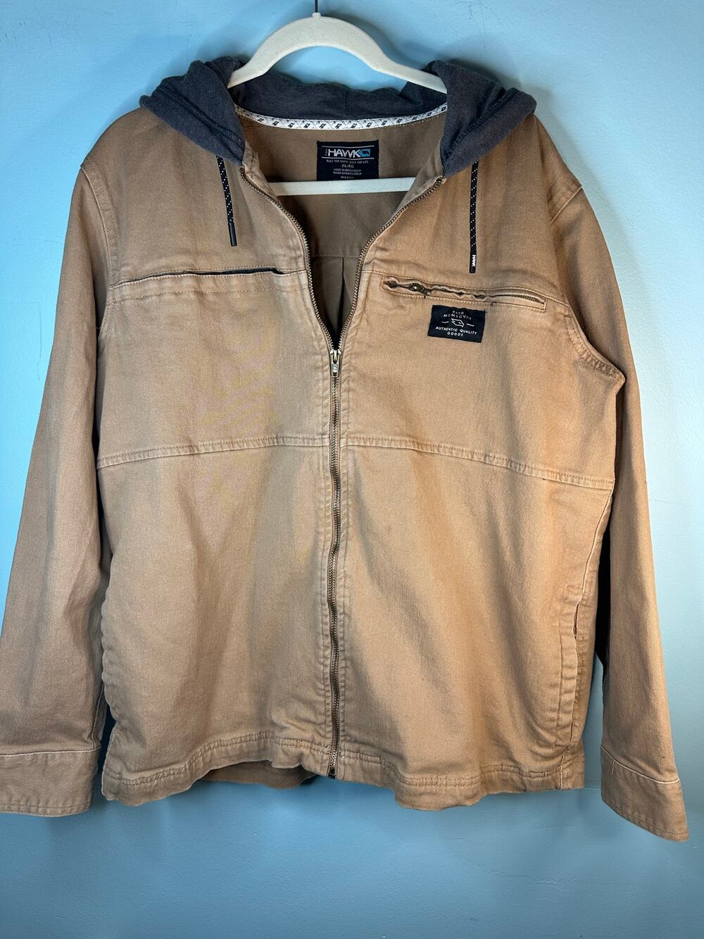 Tony Hawk brand hooded utility jacket in a brown canvas material Size XL
